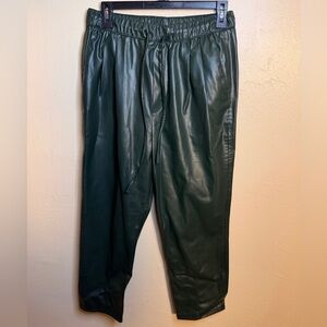 Zara Dark Green Faux Leather Joggers